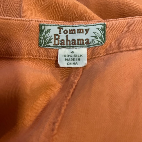 Tommy Bahama Vintage 100% Silk Orange Cropped Pants Size 4 - Picture 3 of 3